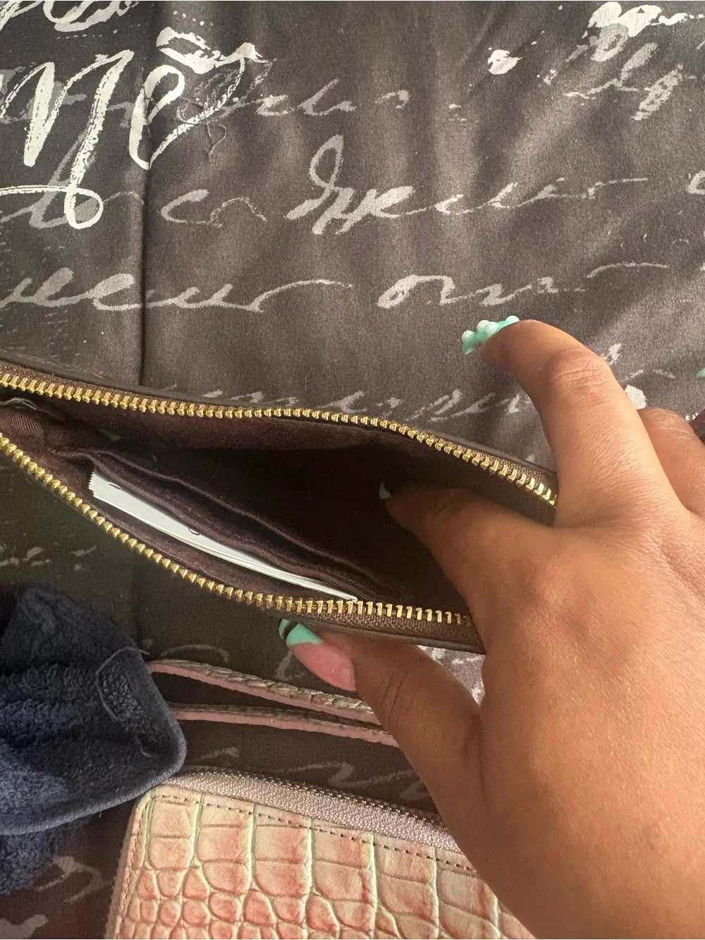 Coach Signature Envelope Clutch in Beige and Cream Leather